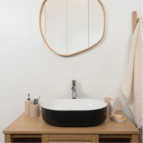 Lavabo appoggio L.50 x H.13,5 x P.37 cm bianco/nero LUMA (1/5)