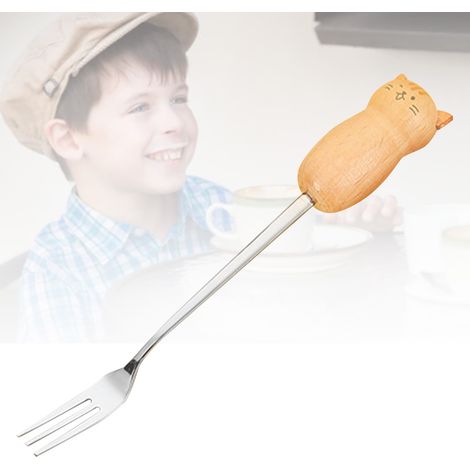 Cuillère et fourchette en acier inoxydable, fourchette à dessert chaton et ours, cuillère à café, cuillère à mélanger, ensemble pour enfants mignon et créatif de style coréen, fourchette chat (1/5)