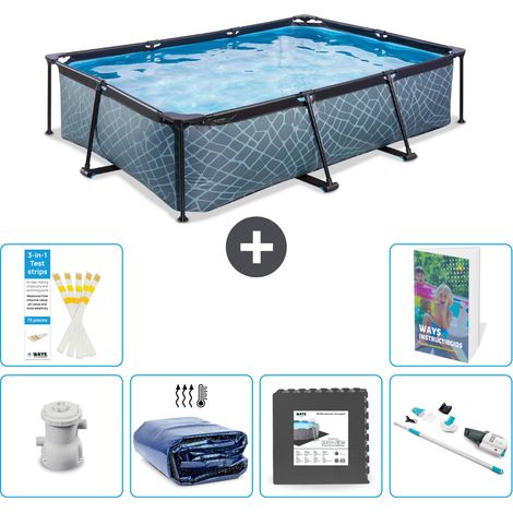 Exit Pool Rechteckig - Steinoptik - 300x200x65 cm - 7-teilig S315