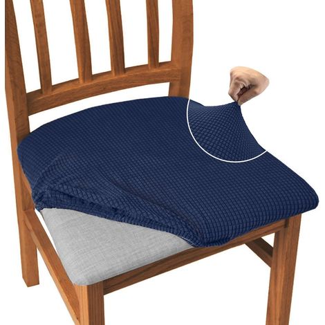 Esszimmerstuhl Sitzbezüge 4er Set Marineblau, Jacquard Stretch, Anti-Staub (1/5)