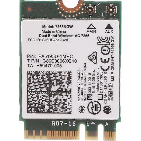 7265NGW AC2.4/5G Dualband-Netzwerkkarte, 5G bis zu 867 Mbit/s, Drahtloskarte