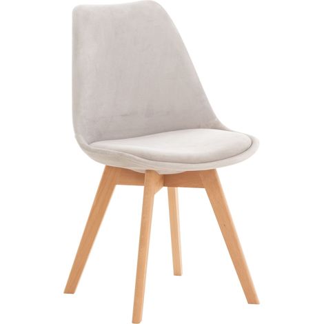 Chaise de salle Ă manger x1 design scandinave en velours gris clair et pieds en bois clair 100002282