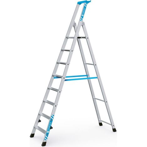 Stufenstehleiter Stufen Aluminium Gesamt-H.2490mm Ablageschale Kunststoff ZARGES (1/5)