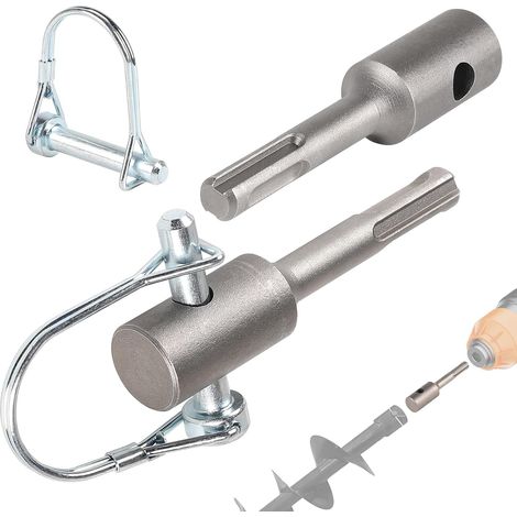 2x Adaptateur SDS Plus avec Goupille pour Tarière 40-150mm  Visseuse à Pieux, Foret de Puits Sans Fil, Robuste et Durable (1/5)