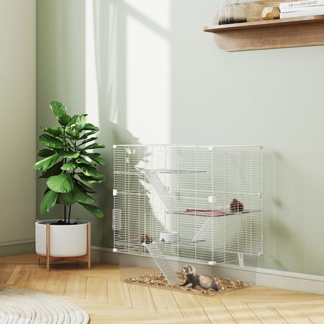 Mehrstöckiger Nagerkäfig mit Zubehör, Stahl, PET- und PS-Hamsterkäfig, 73 x 47 x 80 cm, Weiß