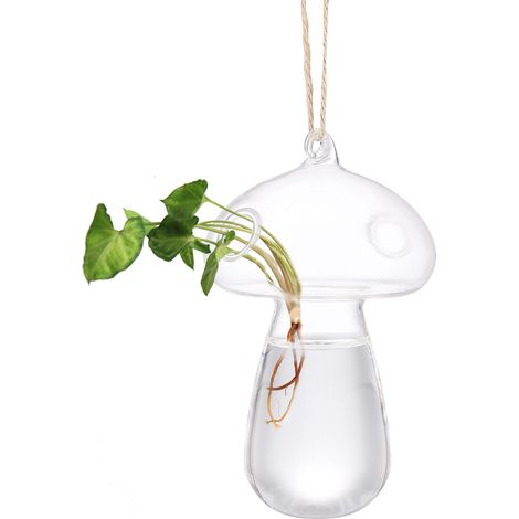 Vase Hydroponic Mushroom Shape Made of Glass With Packaging Included Specifications Diameter 7.5cm Height 13cm Color Transparent Weight 56g Quantity 1 (1/5)