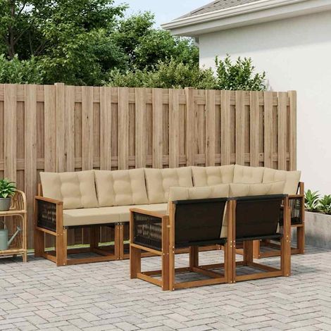 vidaXL Outdoor-Sofagarnitur mit Kissen 7 pcs Natur und Beige (1/5)