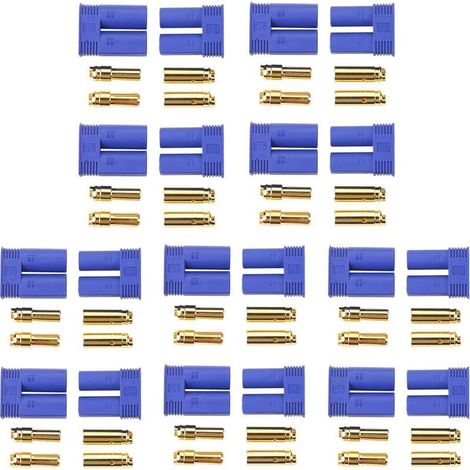 10 Paire EC5 Banana Fiche Dispositif Femelle Mâle Bullet Gold Connecteur pour RC ESC LIPO Hélicoptère Batterie (1/5)