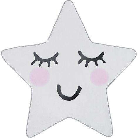 Alfombra de poliéster blanco negro rosa 120 x 120 cm estrella pelo corto Sirius (1/5)