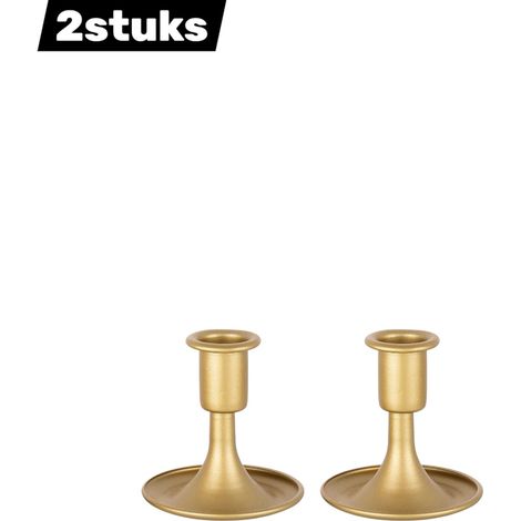 Lot de 2 chandeliers trompette européens 8,2 x 8,5 cm pour décoration de table couleur dorée (1/5)