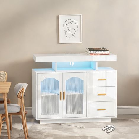 Buffet coloris blanc en bois 100 x 35 x 80 cm (1/5)