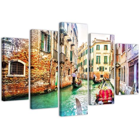 Quadri Quadro 5 pezzi Stampa su tela Venezia città Italia - 200x100 (1/5)