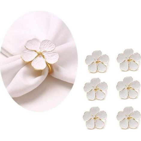 Rond de serviette - Lot de 12 - Métal - Blanc - Décoration de table élégante (1/4)