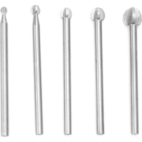 Ortviai Fraises de Sculpture sur Bois en Acier Rapide – 5 Pièces, Tiges de 3 mm, Diamètres de 3/4/5/6/8 mm (1/5)