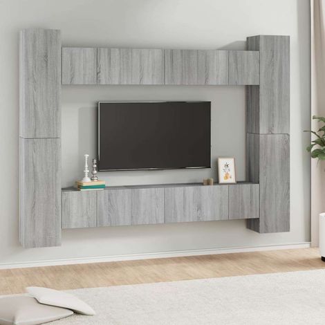 vidaXL Ensemble de meubles TV 10 pcs Sonoma gris Bois d'ingénierie (1/5)