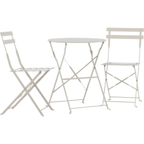 Ensemble Table de Jardin & 2 Chaises "Tao" 71cm Beige