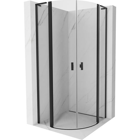 Mexen Mist L cabine de douche semi-circulaire pivotante 80 x 80 cm, transparent, noir - 8A32L-080-080-70-00 (1/5)