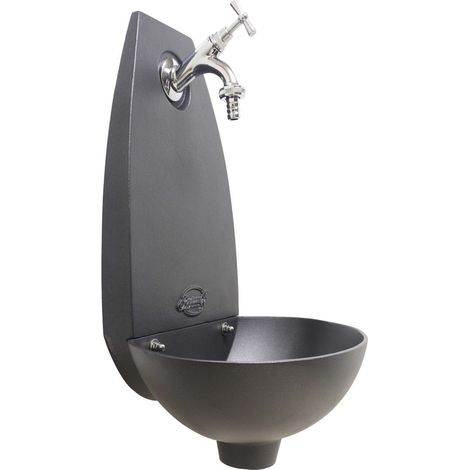 Fontaine murale Tebe couleur fonte pour maison et jardin avec robinet, finition au choix : chromè