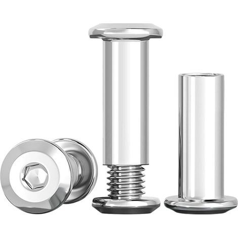 Pack of 10 M8 x 16 mm connecting screws - Made of A2 V2A stainless steel - M8 socket nut - For furniture, cabinets, wooden boards (10 furniture screws, 10 socket nuts) (1/5)