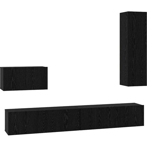 Maison Exclusive - Wand-TV-Schrank 4 pcs Schwarz Eichen-Optik Hol