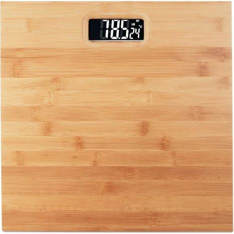 1 unité pèse-personne numérique, plateau bambou 30x30 cm, précision 100 g, capacité 180 kg, pour usage domestique