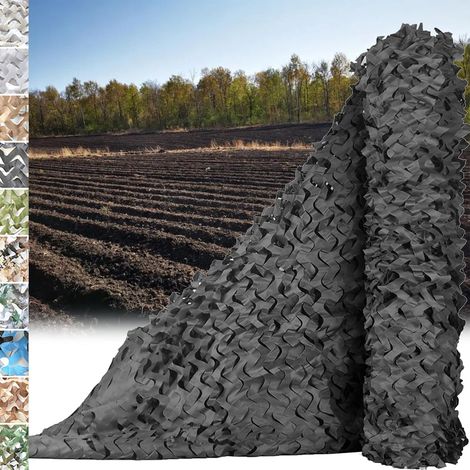 Filet de camouflage épais, protection solaire, adapté à la chasse, au camping en plein air et à la décoration de fêtes de jardin, 5x6m, noir. (1/5)