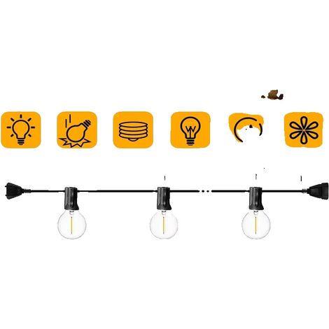 Guirnalda de luces LED para jardín, diseño impermeable, LED de bajo consumo, 15 m (50 pies), 25 LED, enchufe europeo (UE-e). (1/2)