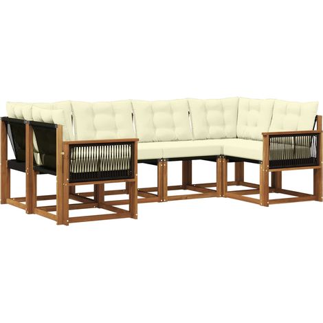 Outdoor Sofa Set 6 pcs Natural and Cream vidaXL