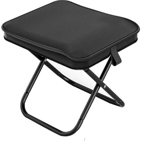 (Noir)Tabouret de Camping Pliable, Mini Tabouret de Camping Pliable, Chaise de Camping Pliable avec Sac de Rangement, Siège de Camping Portable pour V (1/4)