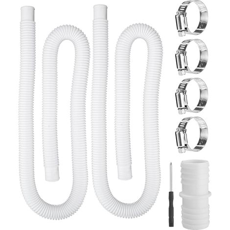 2-teiliger 32-mm-Poolschlauch, 150 cm Ersatzschlauch mit 4 Befestigungsclips und 1 Anschlussstück, für Schwimmbad und Filterpumpe (1/5)