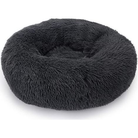 TAISHENGDA-Runder, weicher Bettkorb für Katzen und Hunde, extra großes, waschbares Kissen, Donut-Hundekorb, bequemes, waschbares Haustierbett (100 cm, Dunkelgrau) (1/5)
