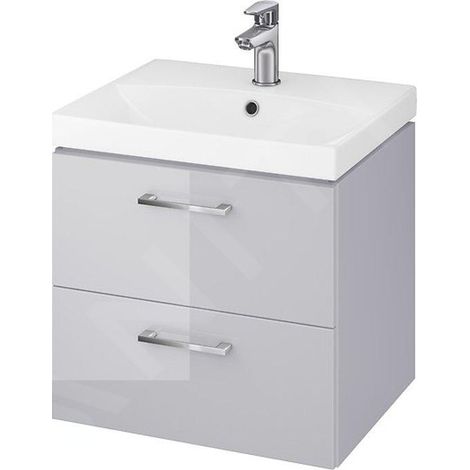 Cersanit Lara - Meuble avec lavabo, 46x49x40 cm, 2 tiroirs, gris S801-215-DSM (1/4)