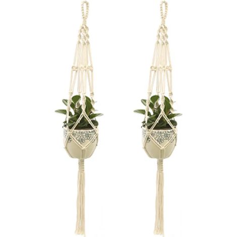 2 Pièces Pot de Fleur Suspendu Filet Pot de Fleur Suspendu pour Intérieur Extérieur Plafond Balcon Sac en Filet de Pot de Fleur Tissé à la Main Décoration Murale (1/5)
