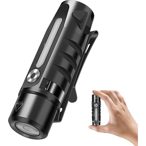 Torcia portachiavi ricaricabile di tipo C da 410 lumen con base magnetica e luce da lavoro COB, torcia compatta per campeggio, emergenze e uso quotidiano [Classe di efficienza energetica F] (1/5)