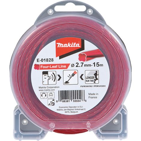 Makita – Fil nylon pour débroussailleuse 2,7 mm x 15 m – Coupe nette sans éclat – E01828