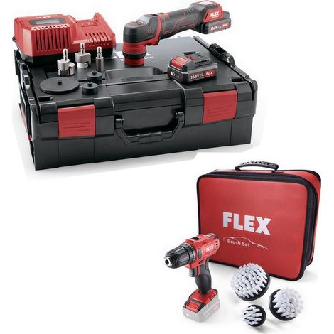 Flex Akku Polierer PXE 80 10.8-EC/2.5 Set freilaufend + Akku-Bohrschrauber DD 2G (1/5)