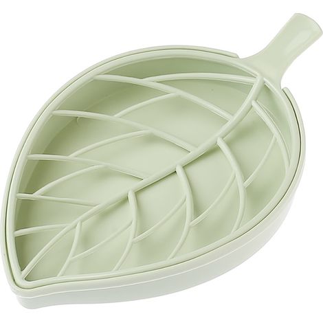 Porte-savon en plastique à double couche en forme de feuille, drainant, support à savon.