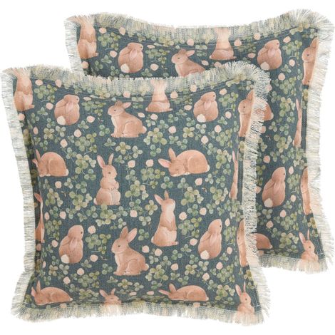 Dekokissen 2er Set ALSTROEMERIA Baumwolle 45 x 45 cm Grün Tiermuster