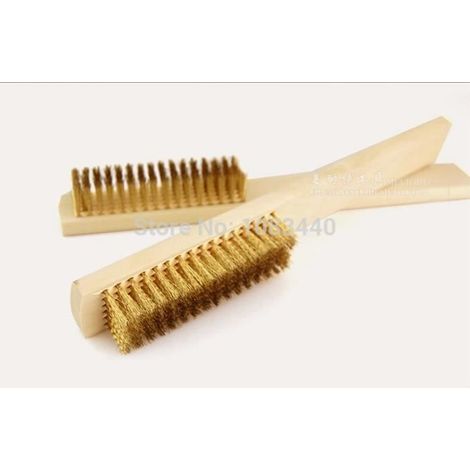 2 BROSSES METALIQUES MANCHE BOIS2 BROSSES METALIQUES MANCHE BOIS-Ywey