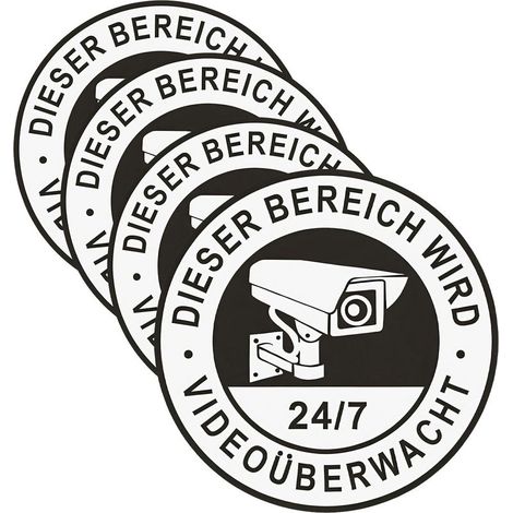 Lot de 4 Panneaux de Vidéosurveillance en Aluminium,Autocollants pour Caméras de Sécurité,Résistants aux Intempéries pour Intérieur Extérieur,Signalisation pour Lieux Publics et Privés (1/5)