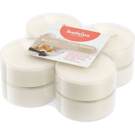 Candele profumate Bolsius Maxi Light 8 pezzi True Scents Vanilla (1/3)