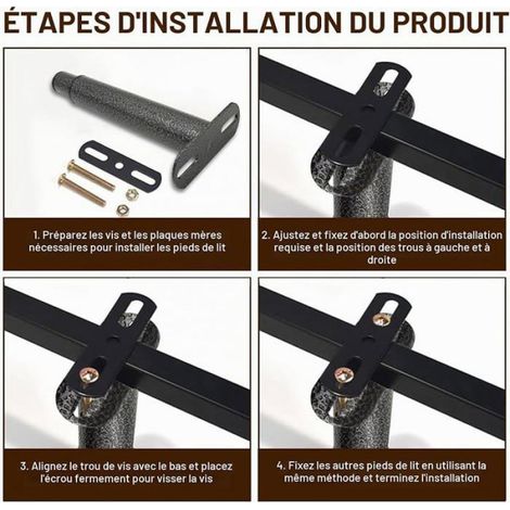 Pieds de Lit Réglables - 12 à 18 cm - Pour Support Central de Sommier - 4 Pièces (1/5)