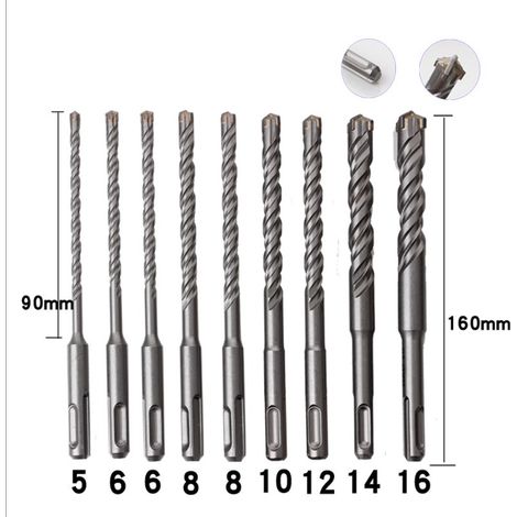 Concrete Drill Bits for Concrete, 9 Pieces 5mm - 16mm Electric Hammer Drill Bit Cross