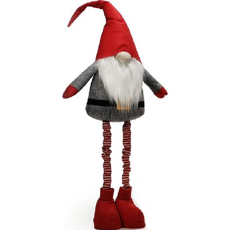 Babbo Natale Estensibile fino a 125 cm Costume in Tessuto con Cappello Rosso e Barba Bianca PUPAZZO ELFO GNOMO natalizio (1/4)