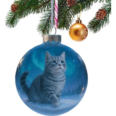 Boule de Noël en forme de chat, décoration pour sapin de Noël, pendentif en forme de chat pour l'intérieur : salon, fenêtre (1/5)