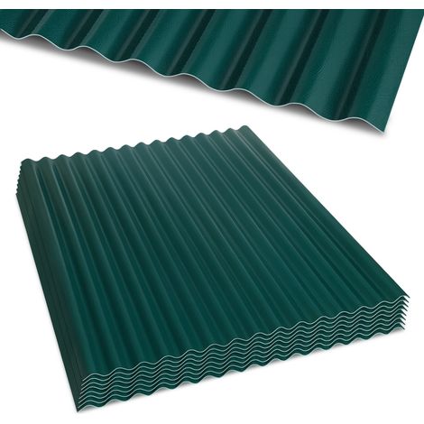 Wolketon Lot de 8 plaques ondulées ASA vert foncé 117 x 93 cm, 1,5 mm, résistantes UV, acides, alcalis et sels, pour toiture extérieure (1/5)