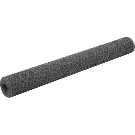 Clôture en fil d'acier avec revêtement PVC, 25 x 1,2 m, grise (1/4)