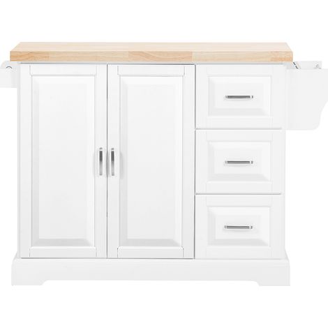 SoBuy Isola Cucina con 3 Cassetti Bianco 128x71x90,5cm Moderno FKW41-II-WN