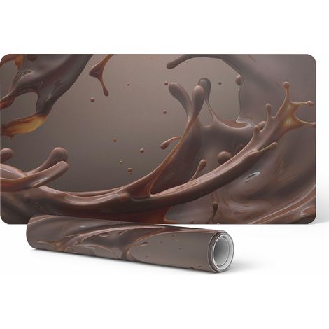 Alfombrilla de escritorio para juegos antideslizante de vinilo, dise帽o de ondas de chocolate, 90x45 cm.