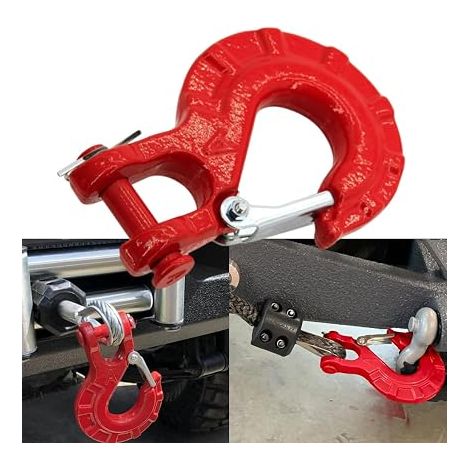 Car Tow Hook Towing Ring Kit Compatible with SUV Truck Van Trailer Alloy Steel Red (1/5)